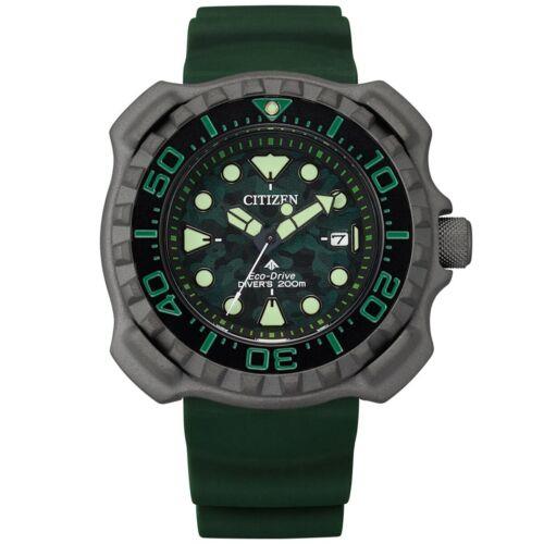 Citizen Men`s Watch Promaster Eco-drive Green Polyurethane Strap BN0228-06W - Green, Black Dial, Green Band