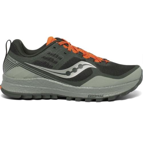 Saucony Xodus 10 Men`s Athletic Trail Running Shoes - S20555 Desert/Pine/Orange
