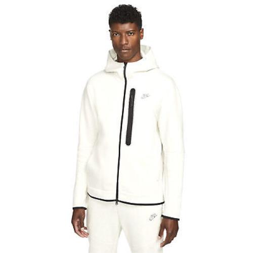 Men`s Nike White/heather Tech Fleece Full Zip Hoodie