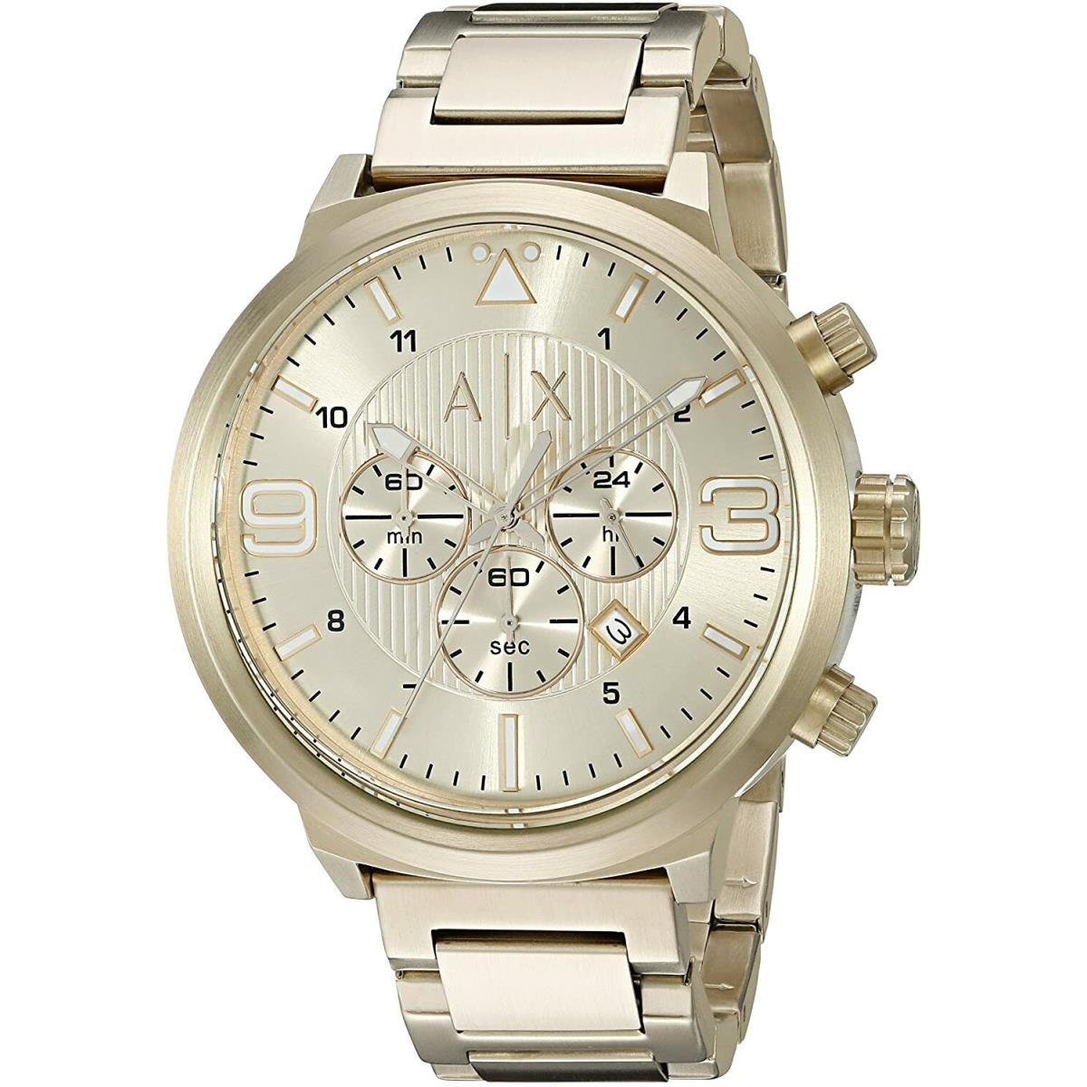 Armani Exchange Atlc Gold-tone Mens Watch AX1368 - Gold Dial, Gold Band, Gold Bezel