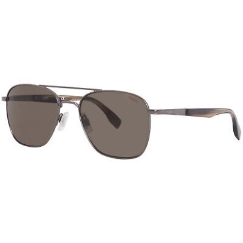Hugo Boss HG0330/S R8070 Sunglasses Men`s Ruthenium/grey Rectangle Shape 55mm - Gunmetal Frame, Gray Lens