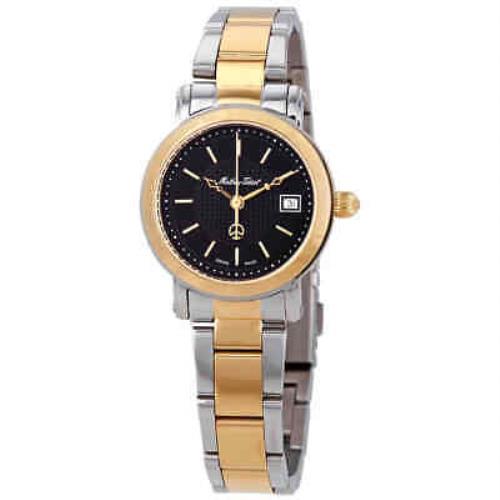 Mathey-tissot City Black Dial Ladies Watch D31186MBN - Black Dial, Two-tone (Silver-tone and Gold PVD) Band