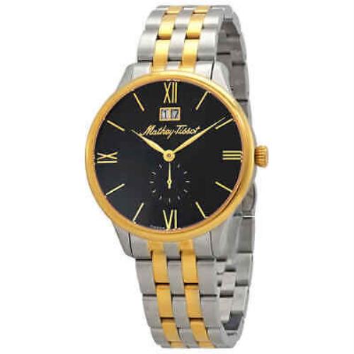Mathey-tissot Edmond Metal Black Dial Men`s Watch H1886MBN - Black Dial, Two-tone (Silver-tone and Gold PVD) Band