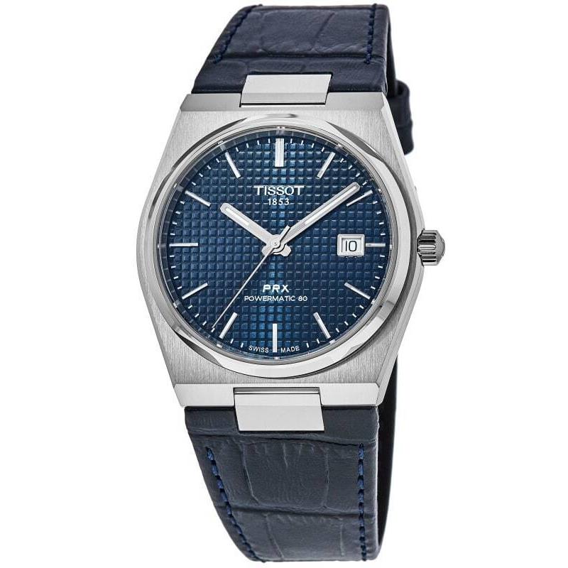 Tissot Prx Powermatic 80 Blue Dial Leather Men`s Watch T137.407.16.041.00