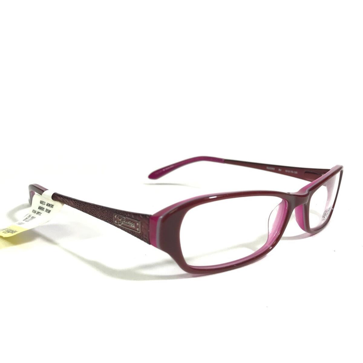 Guess GU2203 BU Eyeglasses Frames Red Purple Rectangular Cat Eye 51-15-135