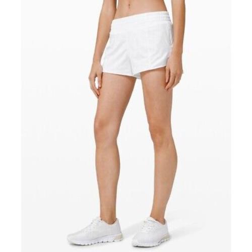 Lululemon Women`s `hotty Hot` White HR Short 2.5 Lined Shorts - 12