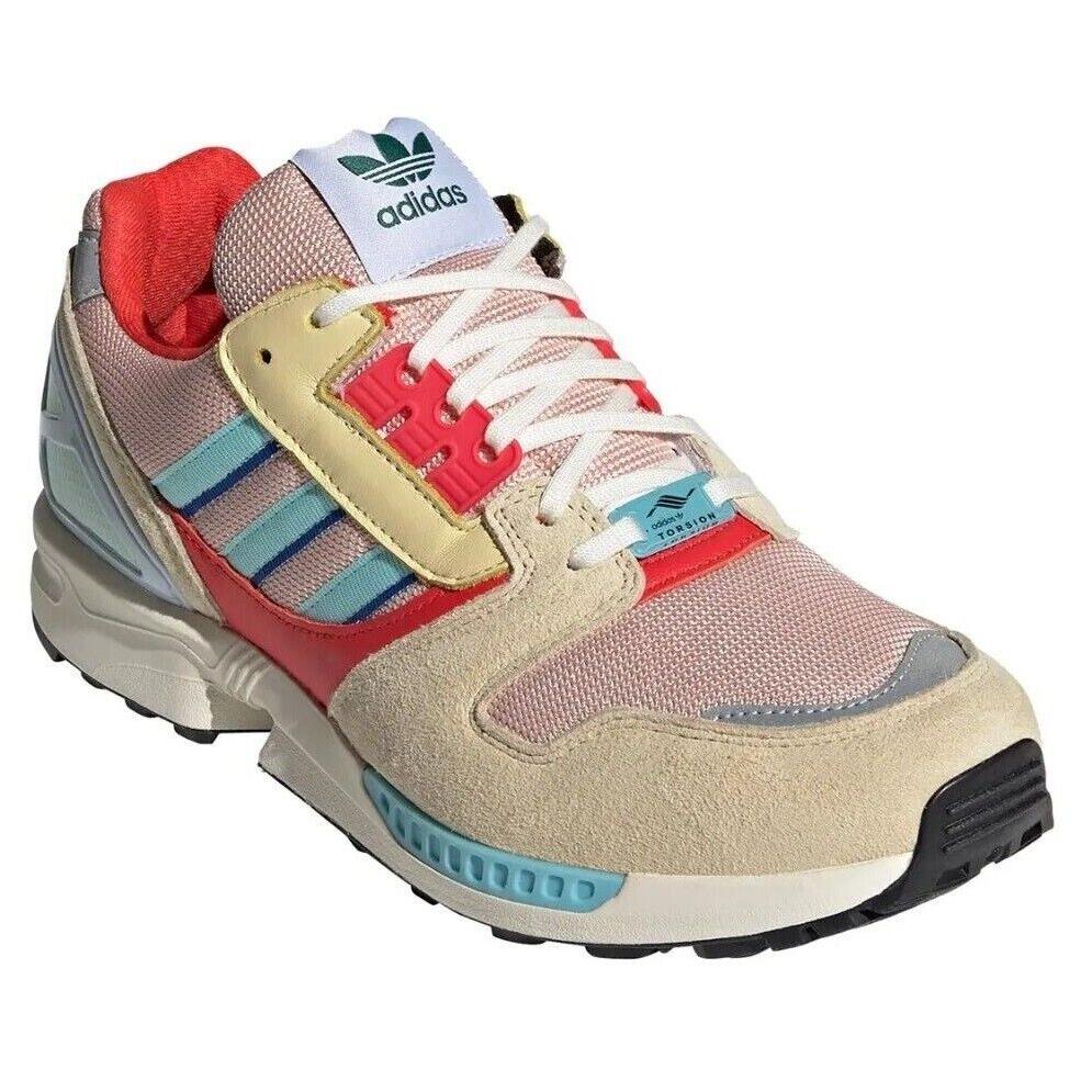 Adidas ZX 8000 Sneaker Men`s Running Shoes Pink / Aqua / Yellow EF4367 Size 12