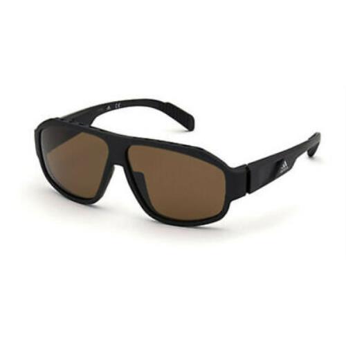 Adidas Men Sunglasses SP0025 02H Black Polarized/mirrored Brown Geometric 62 10