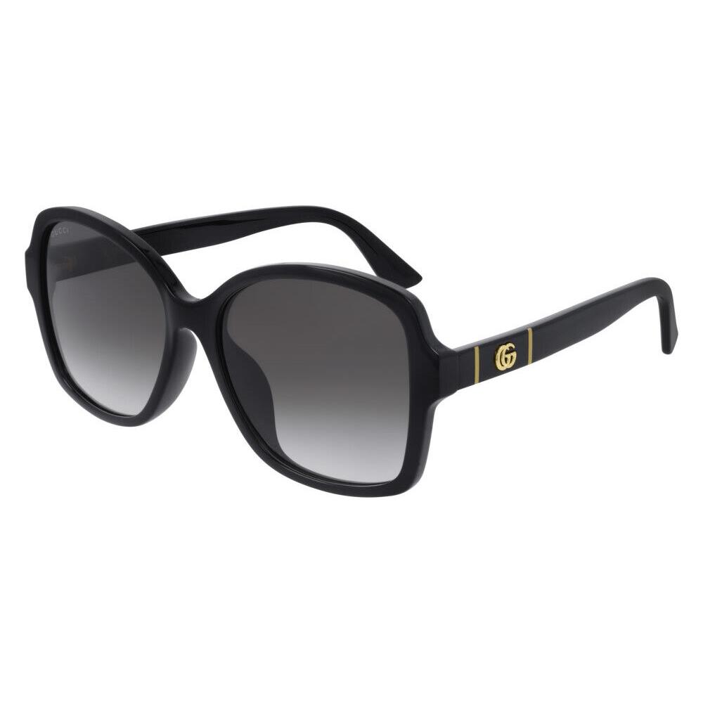 Gucci GG0765SA 001 Square Injection Black Shiny Bk Grey 57 mm Women`s Sunglasses