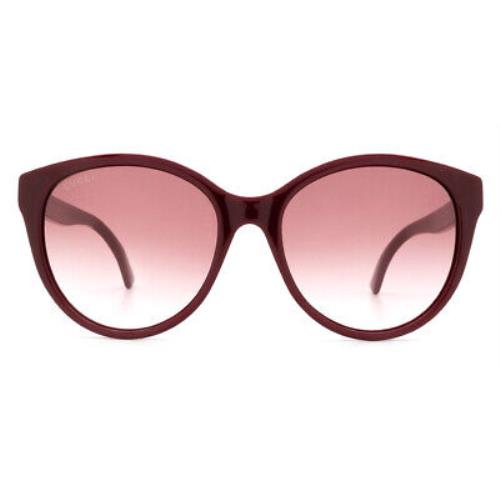 Gucci GG0631S 003 Round Burgundy Gold Burgundy Red 56 mm Women`s Sunglasses