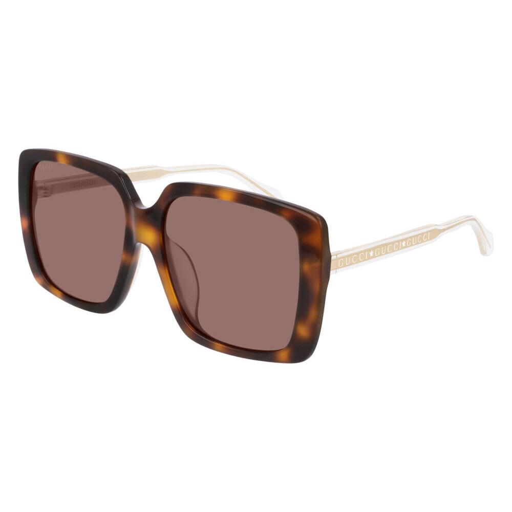 Gucci GG0567SA 002 Square Havana White Crystal Brown 58 mm Women`s Sunglasses