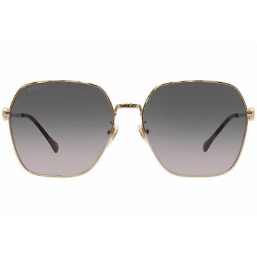 Gucci GG0882SA 001 Sunglasses Women`s Gold/grey Gradient Lenses Square 60mm