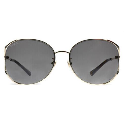 Gucci GG0650SK 002 Round Oval Gold Ivory Gold Grey 59 mm Women`s Sunglasses