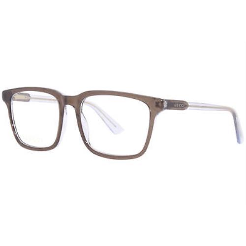 Gucci GG1120O 003 Eyeglasses Frame Men`s Brown Full Rim Rectangle Shape 55mm