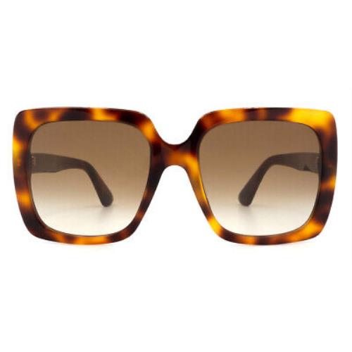 Gucci GG0418S 003 Rectangular Square Havana Brown 54 mm Women`s Sunglasses