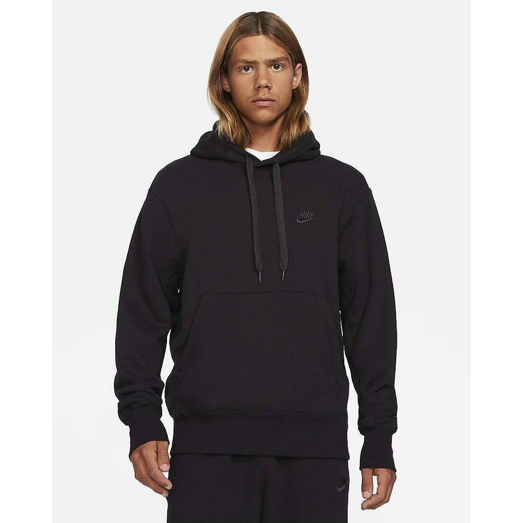 Men`s XL Nike Sportswear Classic Fleece Pullover Hoodie Sweatshirt Black DA0023