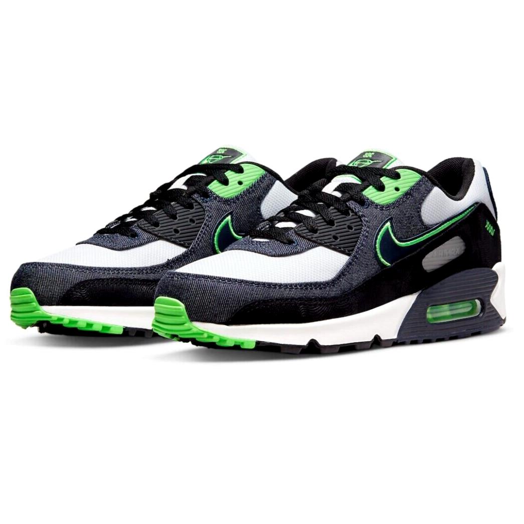 Nike Air Max 90 SE Mens Size 6 Sneaker Shoes DN4155 001 Black Scream Green