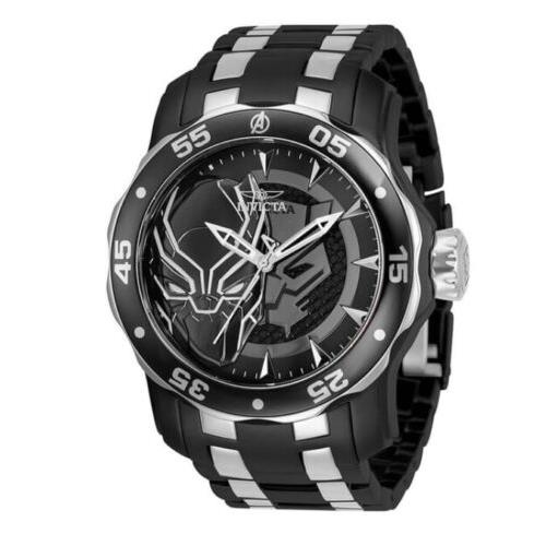 Invicta Marvel Black Panther Men`s 48mm Limited Edition Black Quartz Watch 32422 - Face: Black, Dial: Gray, Band: