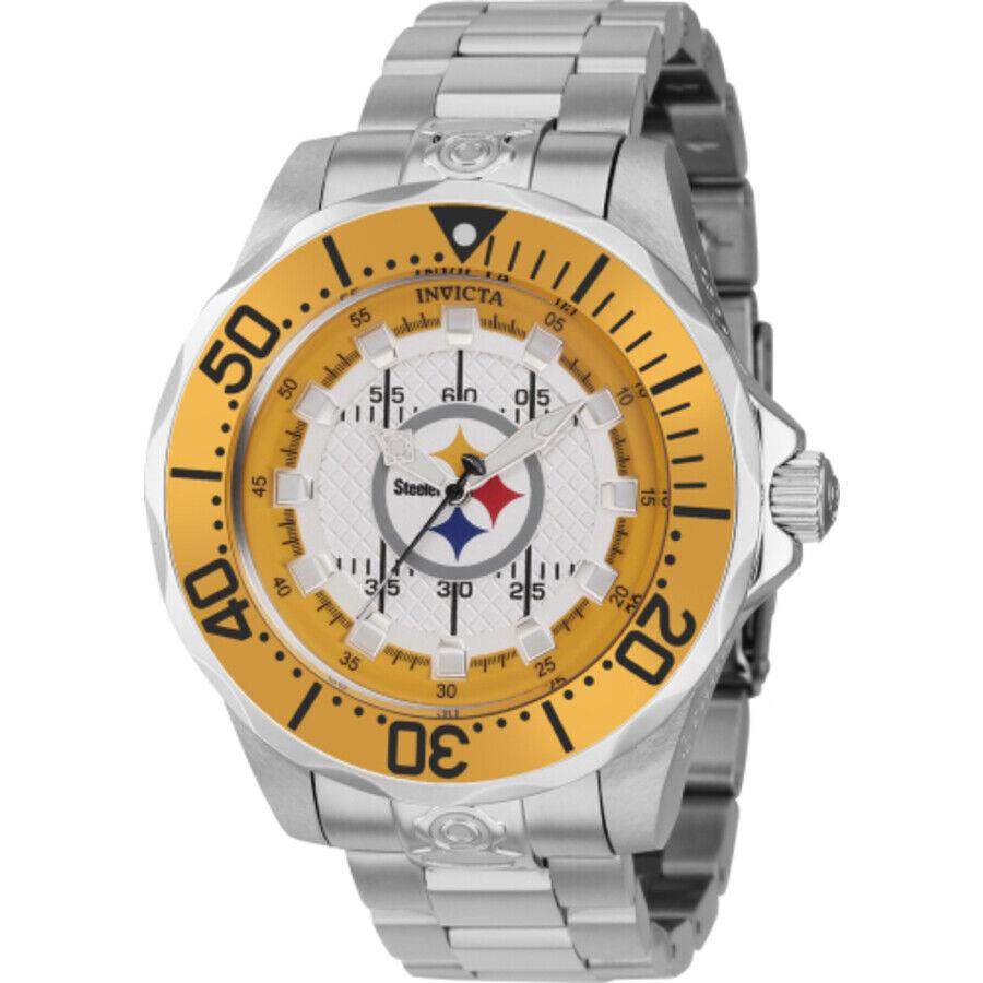 Invicta Nfl Pittsburgh Steelers Automatic Silver Dial Men`s Watch 42126 - Dial: Silver-tone, Band: Silver-tone, Bezel: Silver-tone