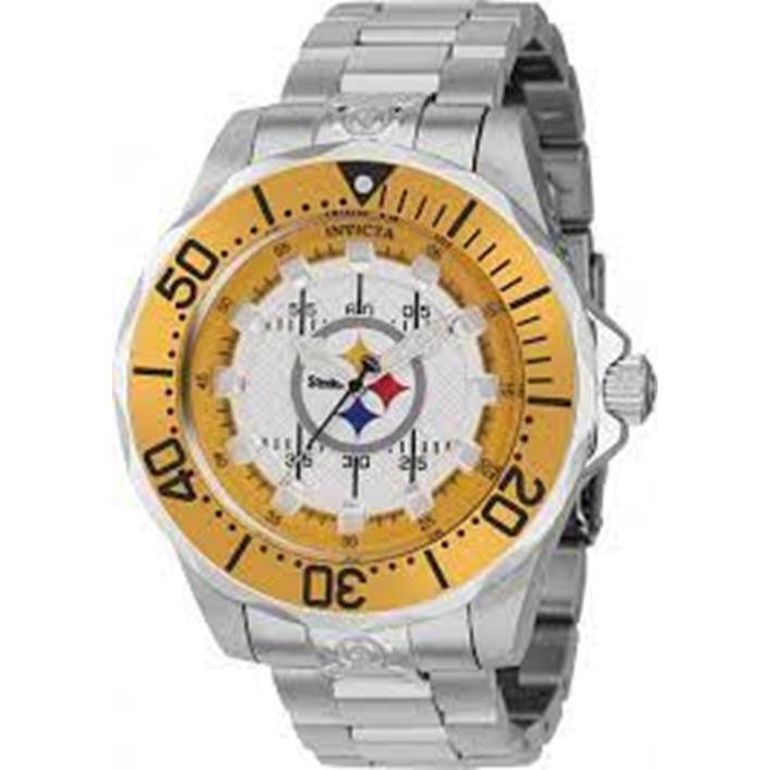 Invicta Nfl Pittsburgh Steelers Automatic Silver Yellow Dial Men`s Watch 42126