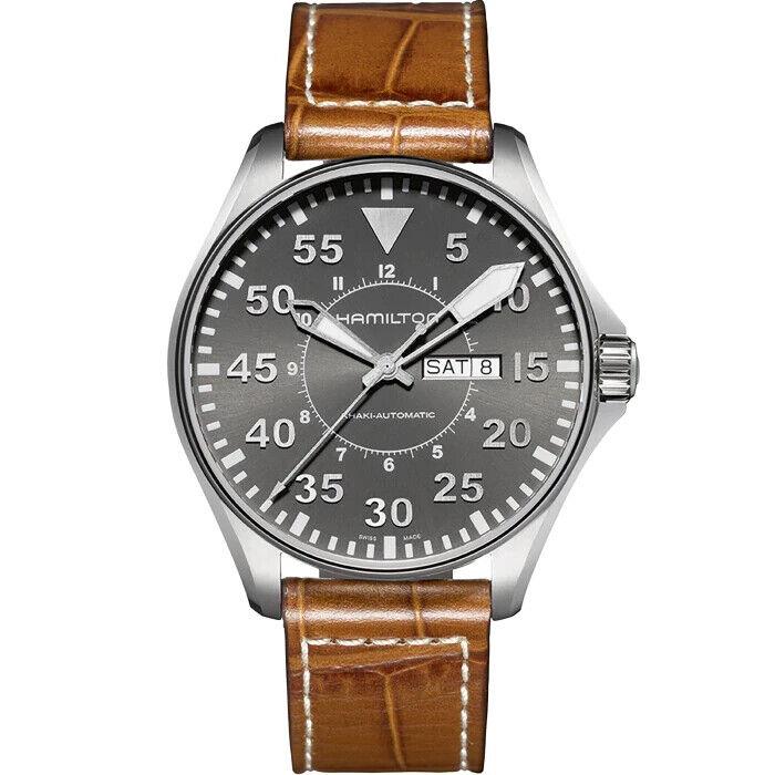Hamilton Khaki Pilot Day Date Auto Gray Dial Men`s Watch H64715885