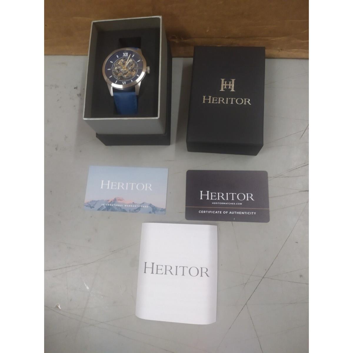Heritor HERHR9503 Jonas Automatic Men`s Watch Blue Dial Blue Leather Band
