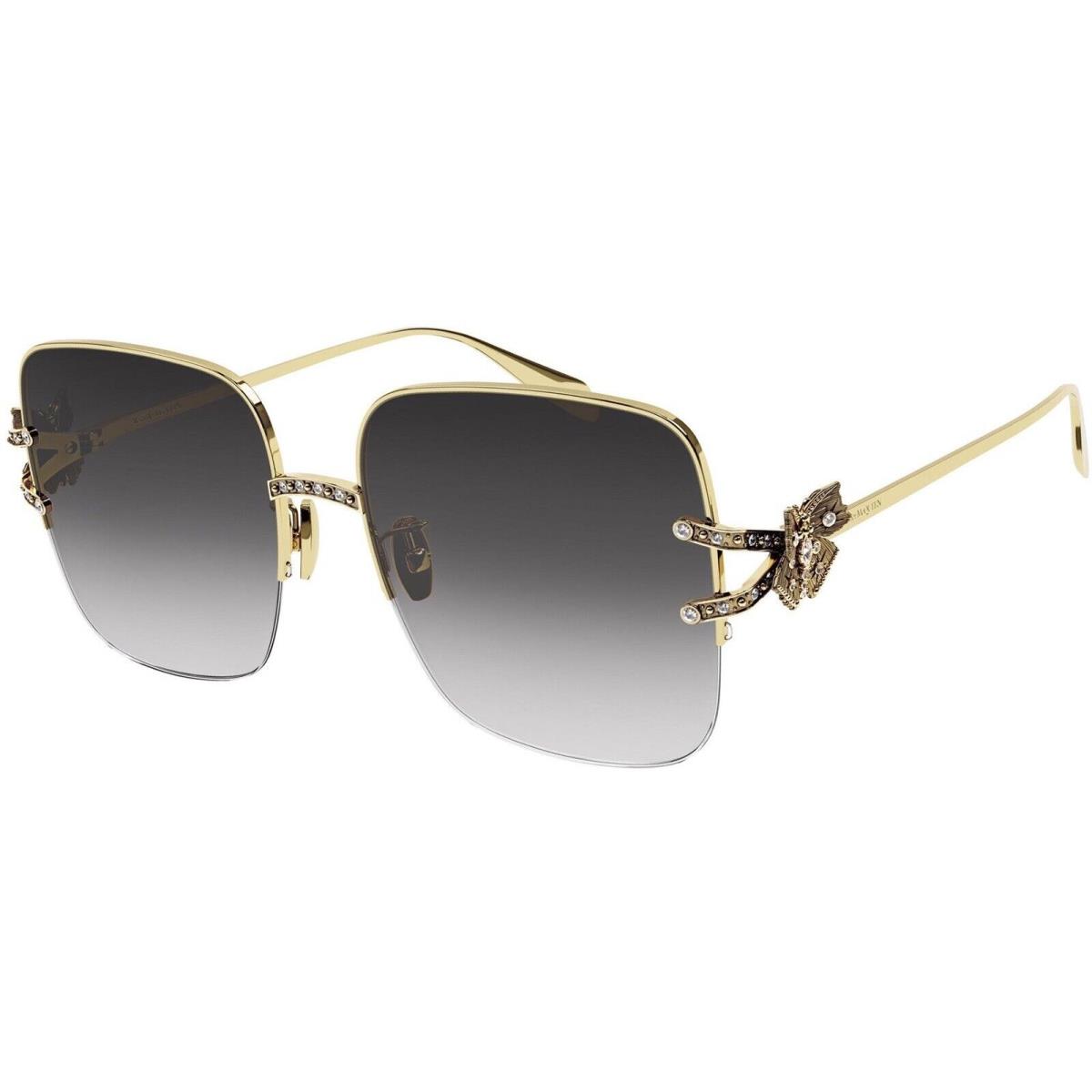 Alexander Mcqueen AM0371S 001 Sunglasses Gold Grey Stones Women