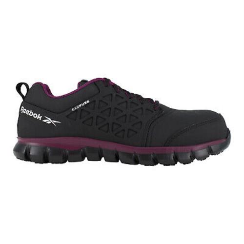 Reebok Womens Black/plum Polyester Work Shoes Sublite Cushion Athletic CT