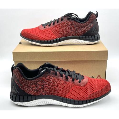 Reebok Size 11 Print Run Prime Ultraknit Running Shoes Red Black w Box