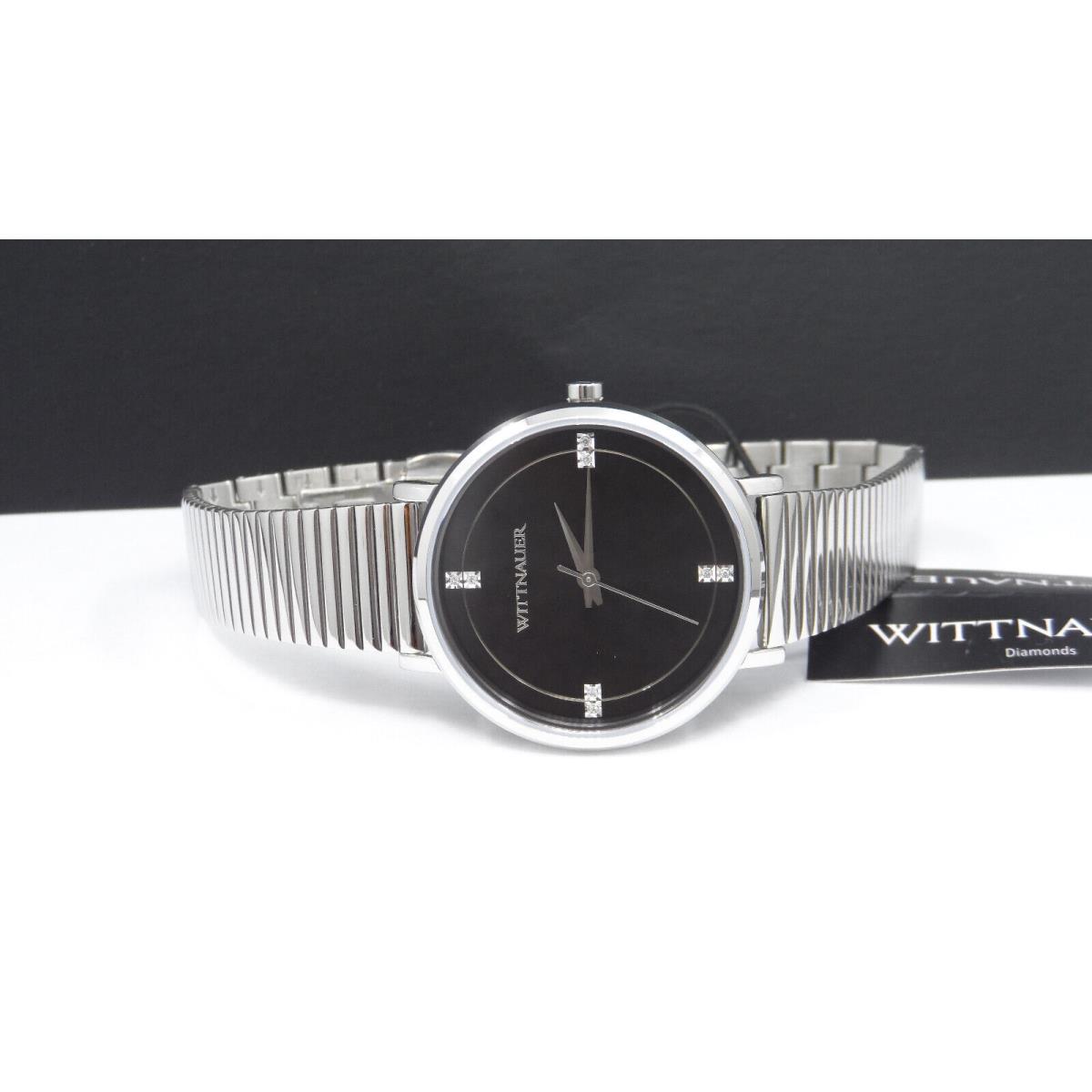 Wittnauer WN4114 Diamond Accent Black Tie Collection Silver Tone Women`s Watch