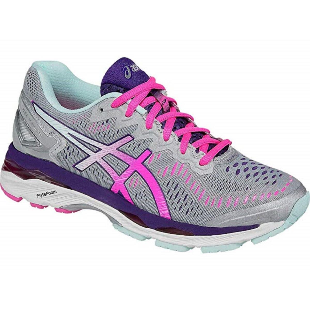 Asics Gel Kayano 23 Women`s Running Gym Shoes. Silver Pink Purple. US 6 2A