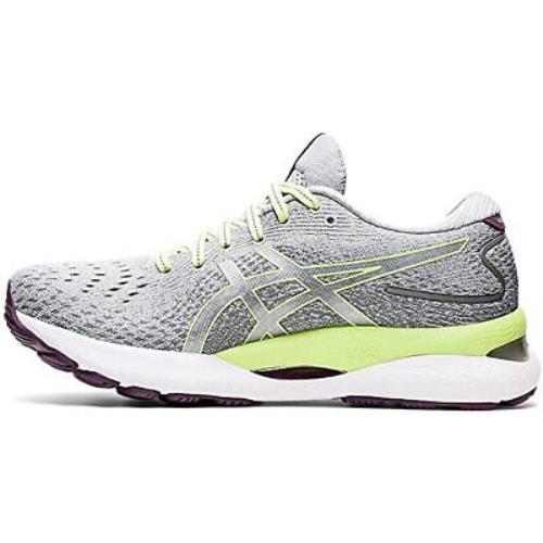 Asics Women`s Gel-nimbus 24 Running Shoes 7.5 Piedmont Grey/lime Green
