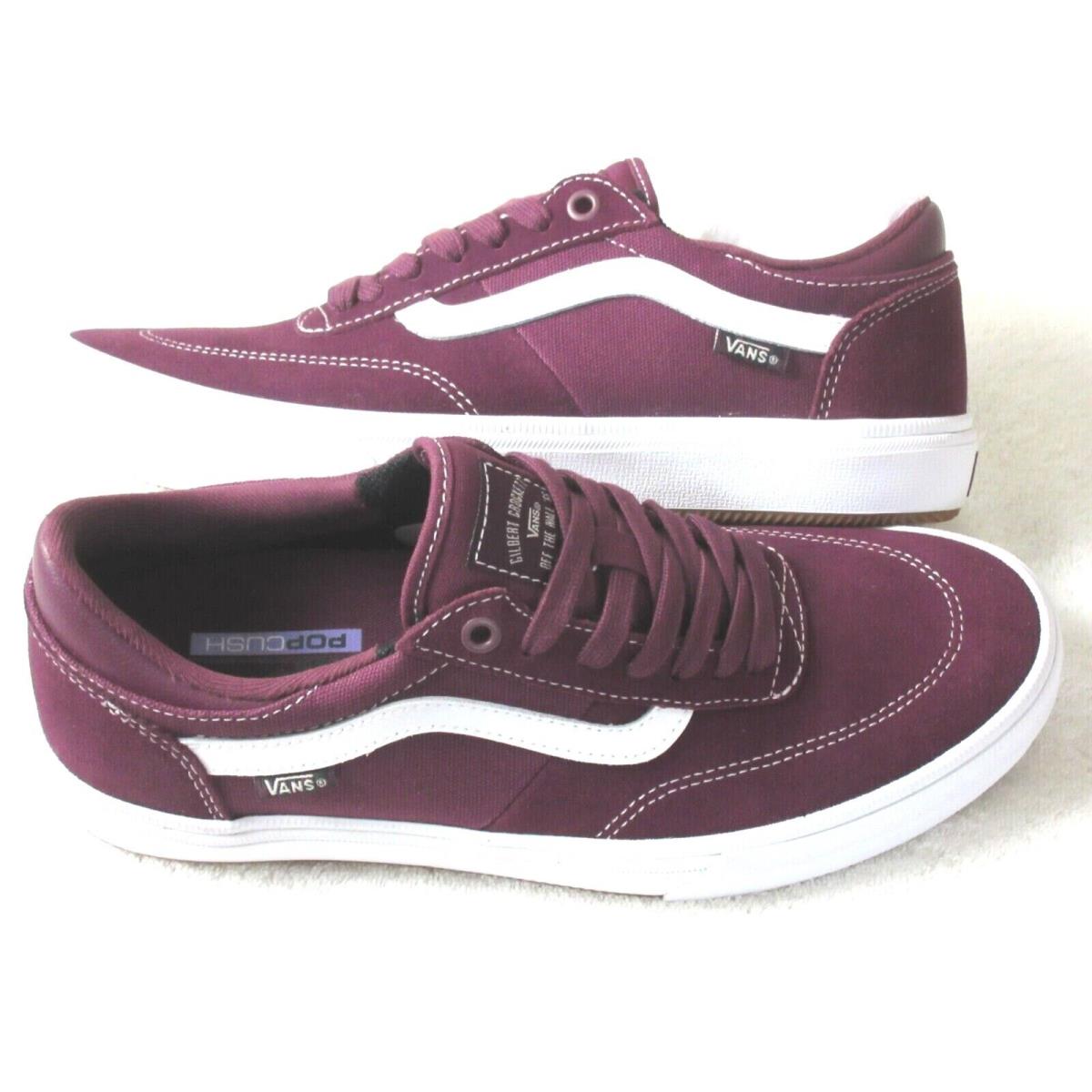 Vans Men`s Gilbert Crocket Mauve Wine Purple White Canvas Suede Shoes Size 10.5