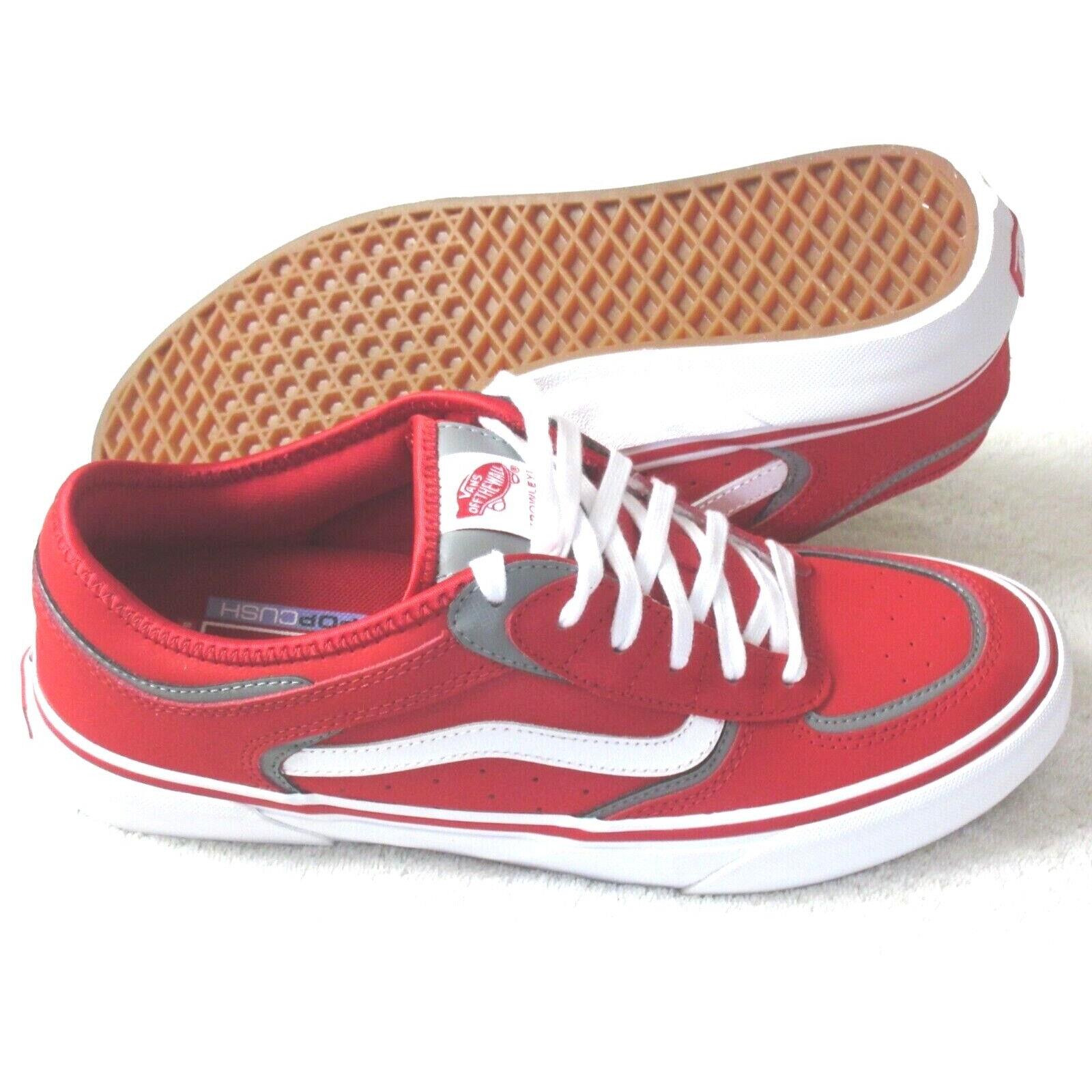 Vans Men`s Rowley Popcush Skate Shoes Racing Red White Size 8.5