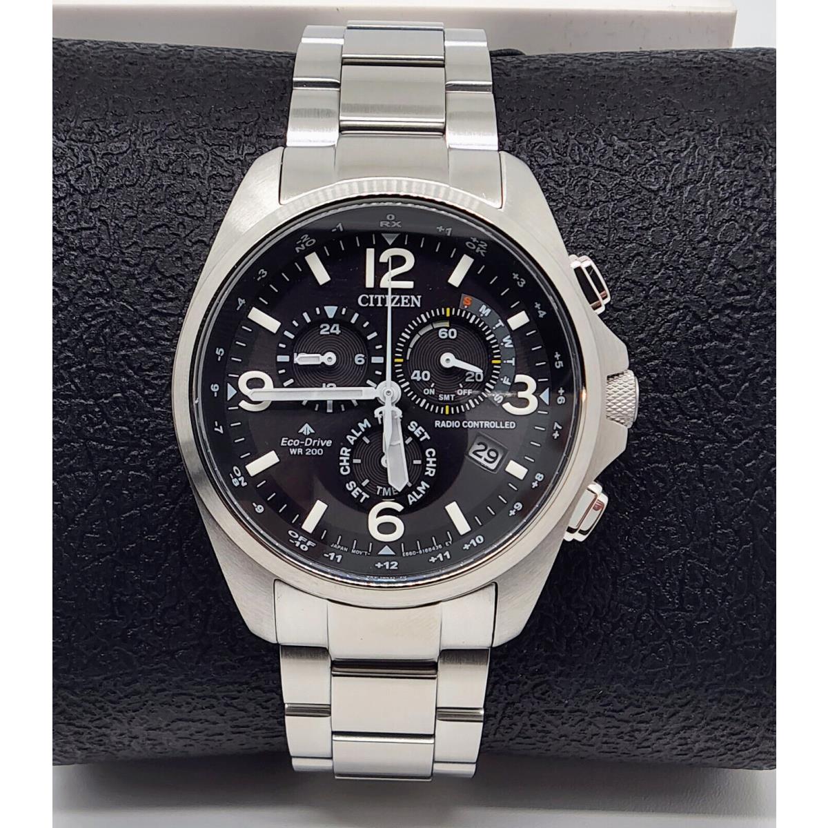 Citizen Eco-drive Promaster Land Stainless Steel Men`s Watch CB5921-59E - Dial: Black, Band: Silver, Bezel: Silver