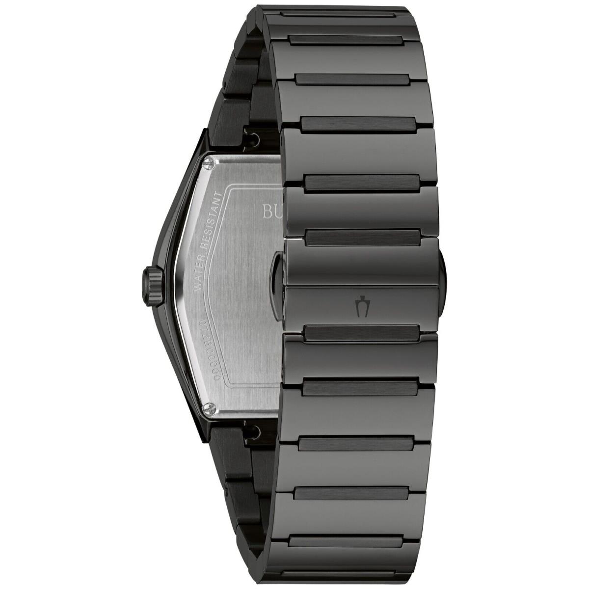 Bulova Gemini Men Quartz Black Crystal Accent Stainless Steel Watch 40MM 98D177 - Dial: Black, Band: Black, Bezel: Black