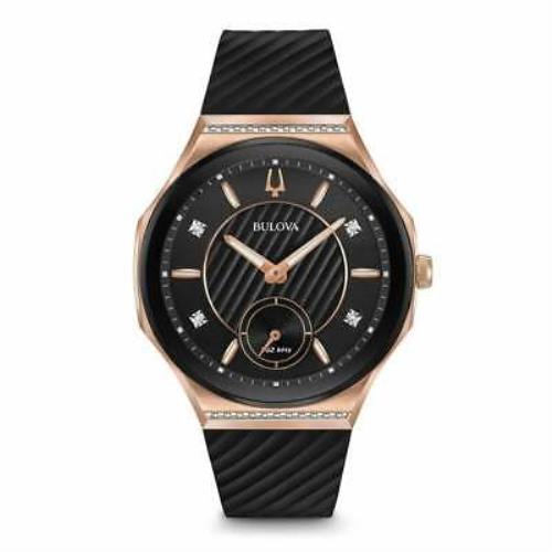 Bulova 98R239 Curv 40.5MM Women`s Black Rubber Watch