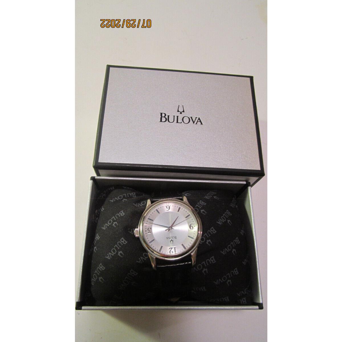Bulova watch  - Silver Dial, Black Band, Silver Bezel 0