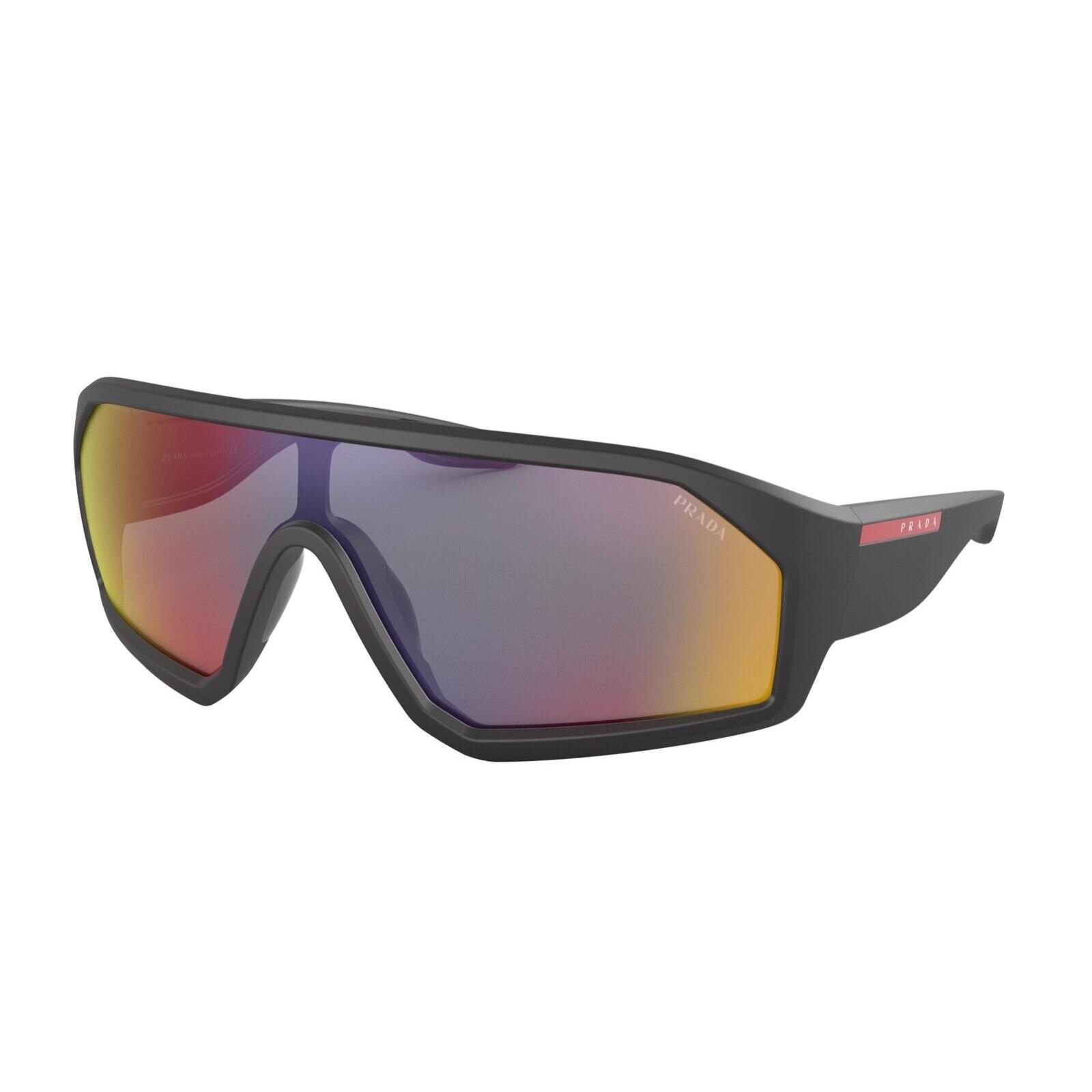 Prada Pada PS 03VS 1BO9Q1 Sport Sunglasses - Black Demishiny/dark Grey Mirror Blue-red