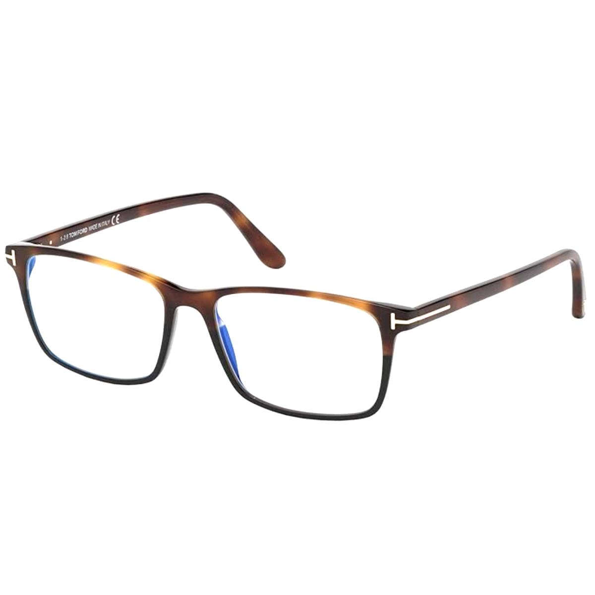 Tom Ford Eyeglasses TF 5584-B 053 54-16 Blonde Tortoise Frames Blue Block Lenses - Frame: Tortoise, Lens: Clear with Blue Block AR