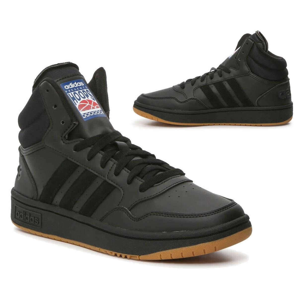 Adidas Hoops hi Top Athletic Sneaker Casual Shoes Mens Black Gum All Sizes
