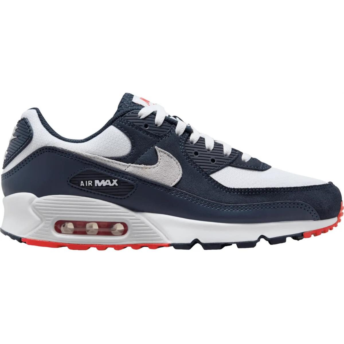 Nike Air Max 90 Men`s Casual Shoes All Colors US Sizes 7-14 Bestseller Obsidian/Pure Platinum/White/Track Red
