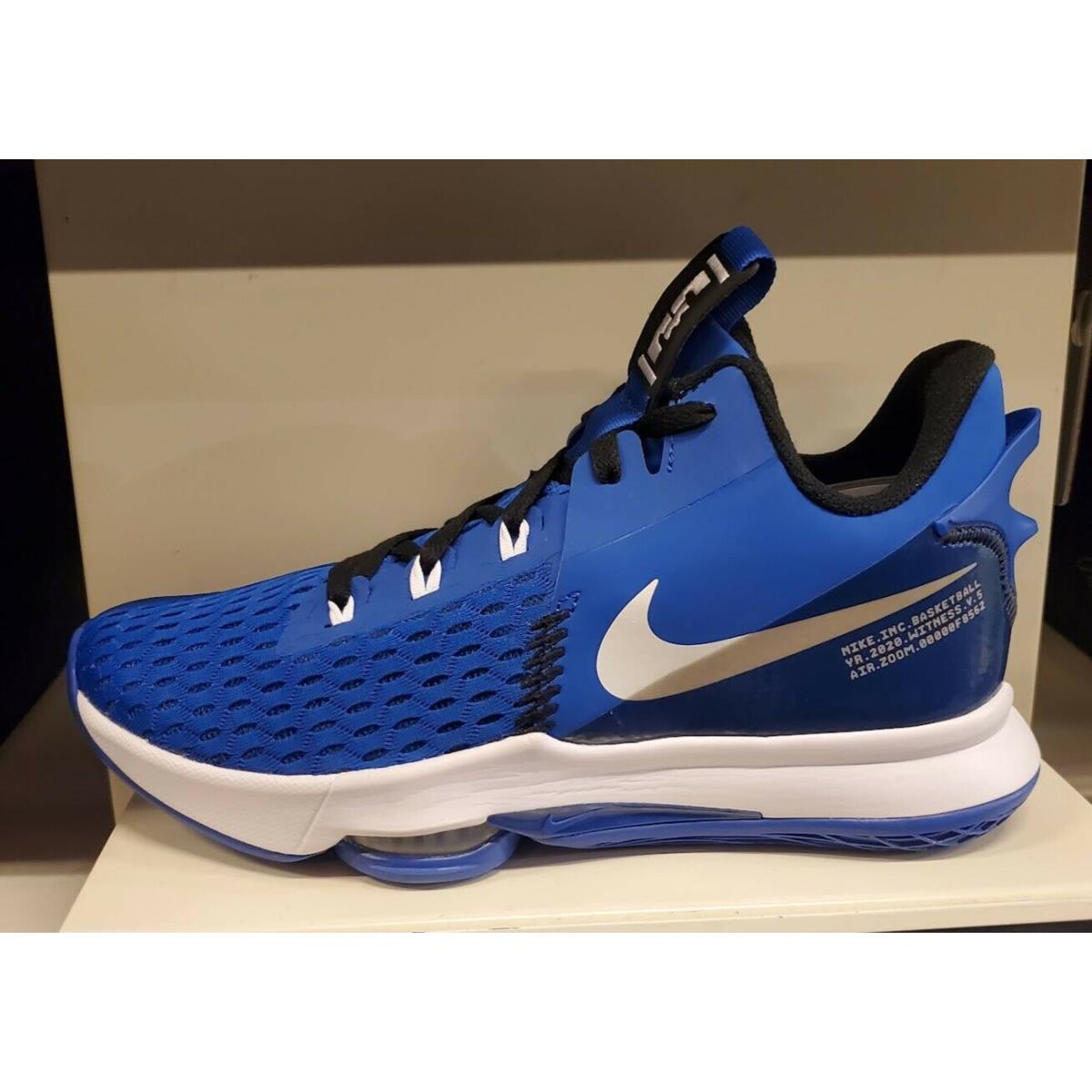 Nike Men`s Lebron Witness V White Basketball Shoes CQ9380-400- Game Royal/black/