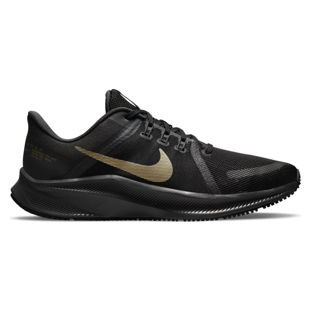 Nike Men`s Quest 4 Running Shoe Size 11 12 - Black/Metallic Gold-Dark Smoke Grey