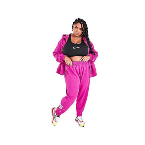 Nike Air Cropped Fleece Womens Active Pants Size Xxl Color: Pink/cactus