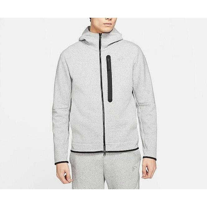 Nike Men`s XS Nsw Tech Fleece Full Zip Hoodie in Heather Grey/black