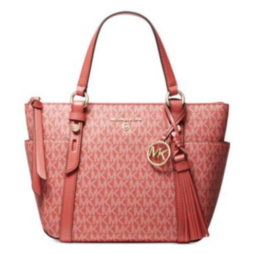 Michael Kors Signature Sullivan Convertible Top Zip Tote Bag Sangaria Red