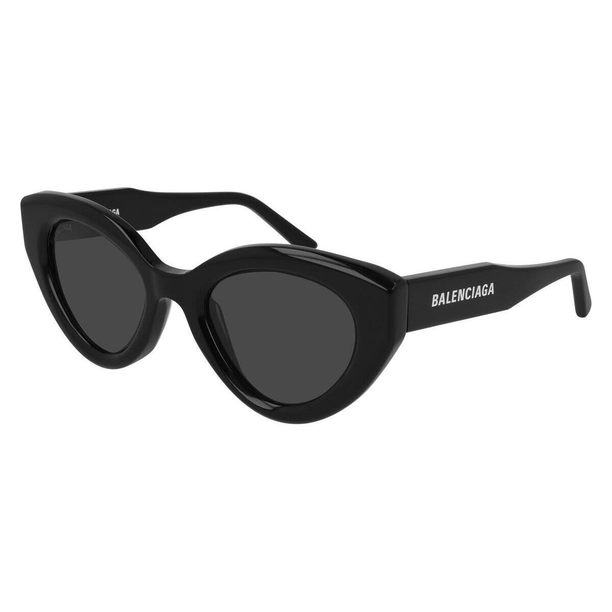 Balenciaga BB0073S Cat Eye Sunglasses 001 Shiny Black /grey Lens