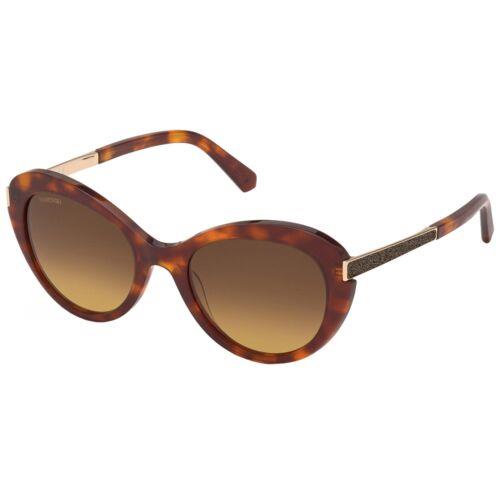 Swarovski Women`s Sunglasses Gradient Brown Lens Dark Havana Frame SK0327 52F