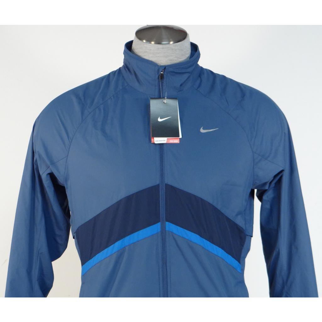 Nike Mesh Lined Zip Front Wind Resistant Blue Running Jacket Mens